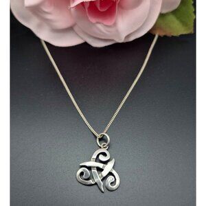 Sterling Silver 925 Celtic Knot Pendant Necklace 18" Curb Chain Minimalist
